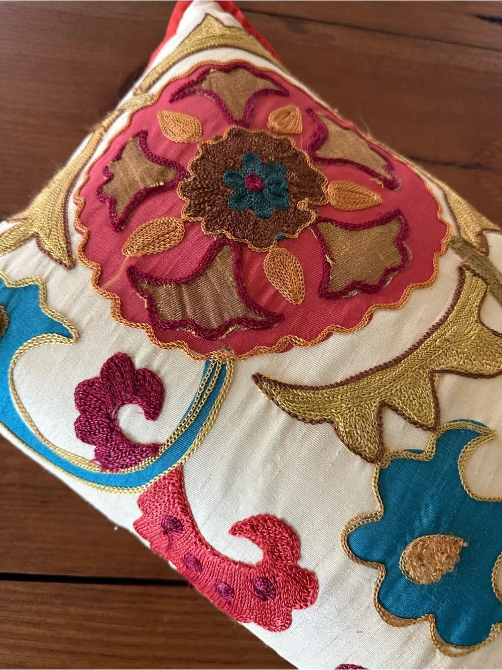 Pier 1 Embroidered Floral Lumbar Pillow